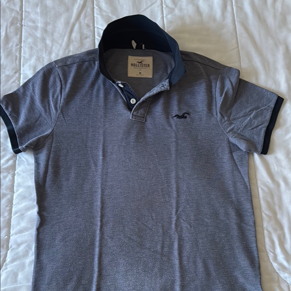 Hollister Gray Polo Shirt Sporty Casual Design